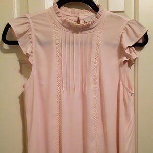 Mock neck, pink blouse